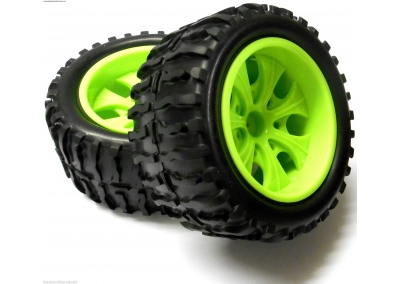 08010 Himoto 1/10 Monster Truck Tires/Wheels green
